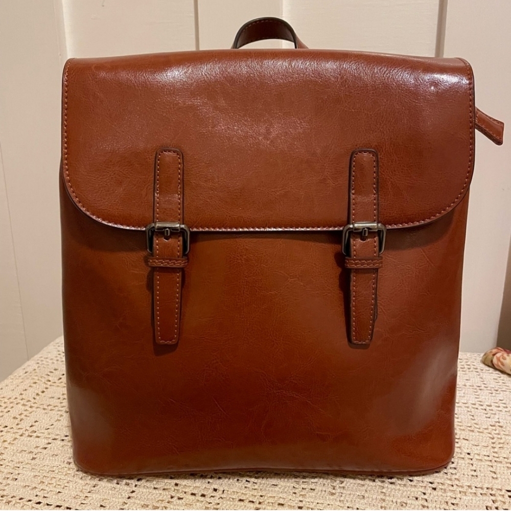 Keepblance Brown Leather Backpack - Picture 2 of 9